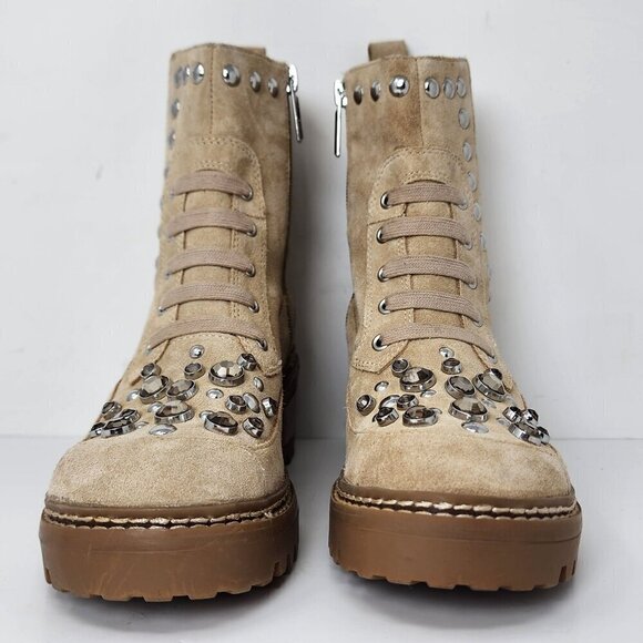 Karl Lagerfeld Breck Bejeweled Brown Suede Boots, Womens 6.5 - Picture 6 of 16
